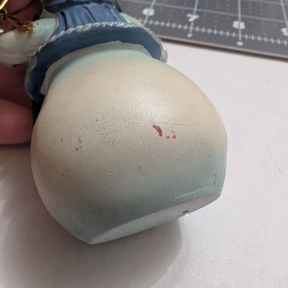 Snowman Christmas ornament Resin Wood Metal Fabric 5 inch frosted tree vtg - Picture 7 of 9